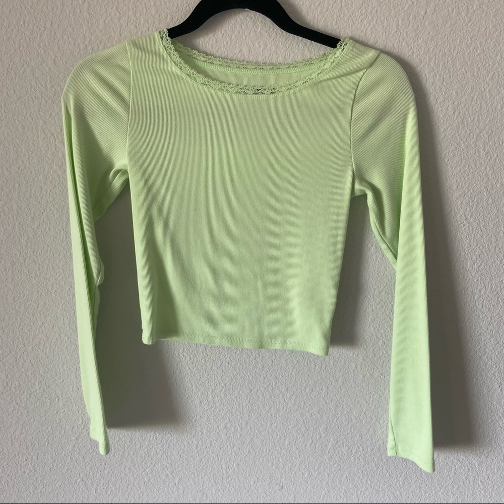 Green ribbed long sleeve